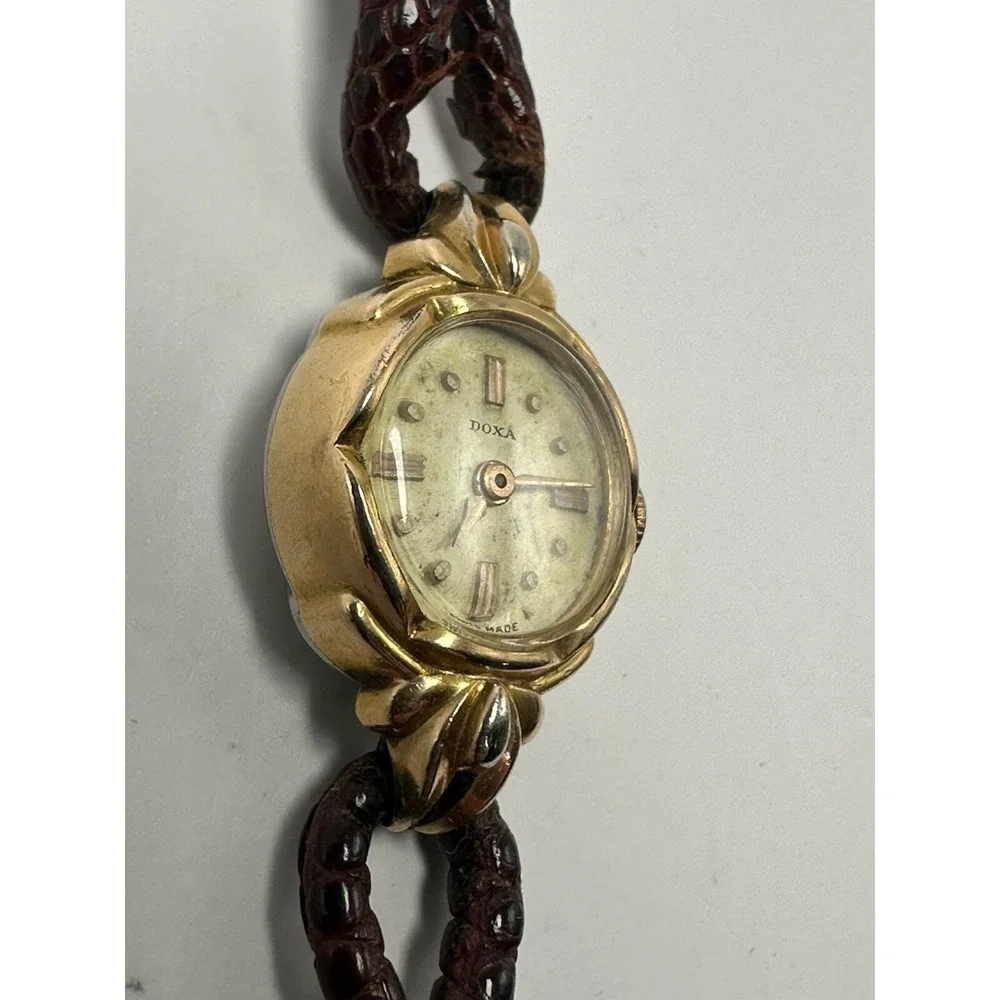 Doxa Ladies Watch Gold Plated Vintage Mechanical‎ 17MM 6.75
